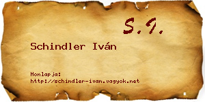 Schindler Iván névjegykártya